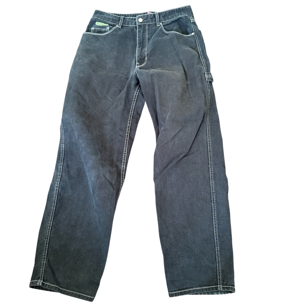 Empyre Tori Carpenter Jeans Black Wide Leg Utility Workwear Pants Size 30 Grunge